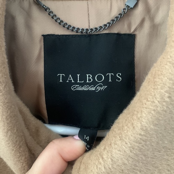 Wool Talbots pea coat tan classic elegant size 14 wool winter classic career NWT - Picture 8 of 16